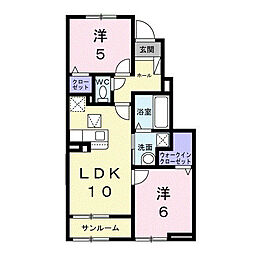 カーサ・コルーテ福 2LDKの間取図画像