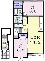アルモニーA 2LDKの間取図画像