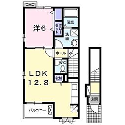 クレシェンド 1LDKの間取図画像