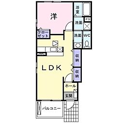 フォンティーヌA 1LDKの間取図画像
