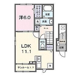 藤光町1丁目アパート I 1LDKの間取図画像