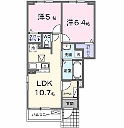 掛川市小鷹町アパート 2LDKの間取図画像