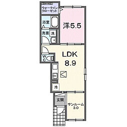 藤光町1丁目アパート II 1LDKの間取図画像