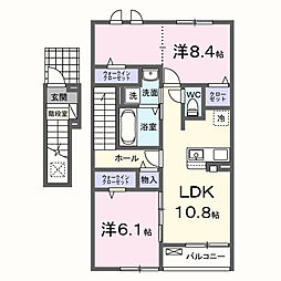 シャリマー 2LDKの間取図画像