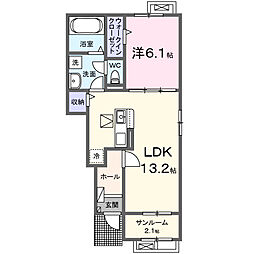 テラス西七日町 1LDKの間取図画像