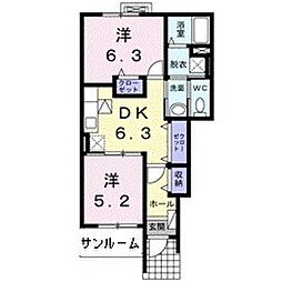 メゾン・ド・シュシュα 2DKの間取図画像