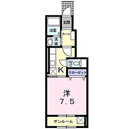 ソワージュ煌 1Kの間取図画像