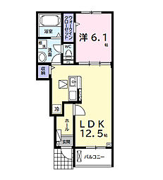 (仮)三直アパート1 1LDKの間取図画像