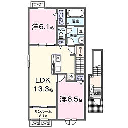 アンジュC 2LDKの間取図画像