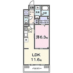 プロムナード 内谷 1LDKの間取図画像
