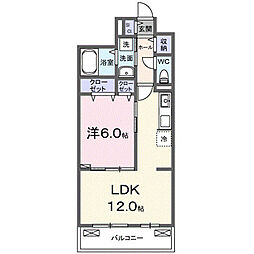 プロムナード 内谷 1LDKの間取図画像