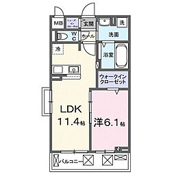 プロムナード 内谷 1LDKの間取図画像