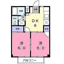 サクセスコーポオイカワ 2DKの間取図画像