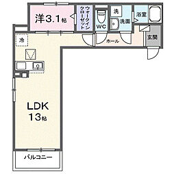 メモワール庭窪 1LDKの間取図画像