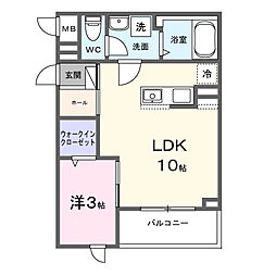 メモワール庭窪 1LDKの間取図画像