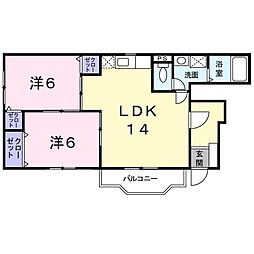 ヴィラ明分 2LDKの間取図画像