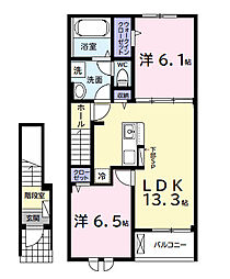 (仮)中島アパート2 2LDKの間取図画像