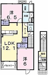 ゴールデン・リリィC 2LDKの間取図画像