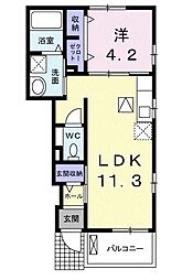セカンドベル 1LDKの間取図画像