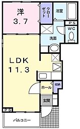 メゾンソレイユ 1LDKの間取図画像