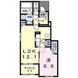 リバーシャトー1 1LDKの間取図画像
