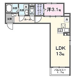 エクセルコートアゼリアA 1LDKの間取図画像