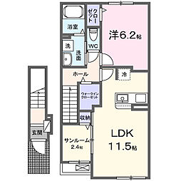 「仮称」クルール七北田 1LDKの間取図画像