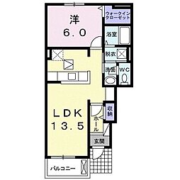 サニーハイツたんぽぽA 1LDKの間取図画像
