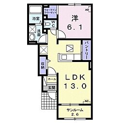 セントラル・アヴェニューB 1LDKの間取図画像