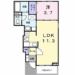 レジデンスフリーデ 1LDKの間取図画像