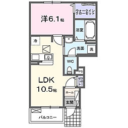 ソルサリエンテ 1LDKの間取図画像