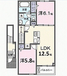 コモ壱番館 2LDKの間取図画像