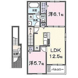 コモ壱番館 2LDKの間取図画像