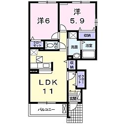 サンシャイン 2LDKの間取図画像