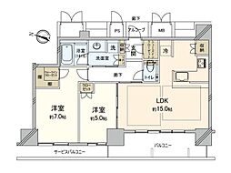 ザ・ファインタワー梅田豊崎 2LDKの間取図画像