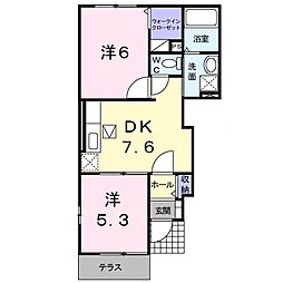 グレイス赤坂 2DKの間取図画像