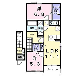 リベルテ 2LDKの間取図画像