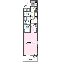 ヒカルサ川越藤間 1Kの間取図画像