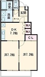 メゾン高浜 2DKの間取図画像