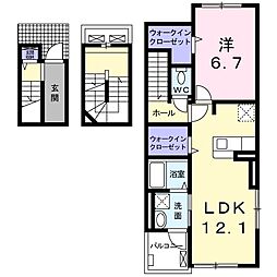 アムール 1LDKの間取図画像