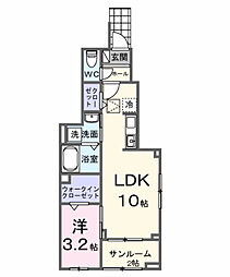 ドリームズ・カム 1LDKの間取図画像