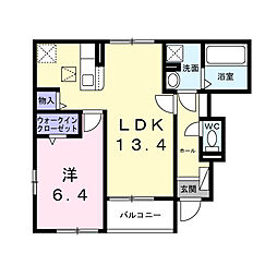 メゾン フルール 1LDKの間取図画像