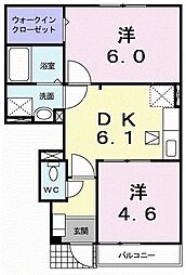 ベルシャトー2 2DKの間取図画像