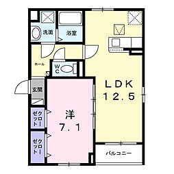 マロンポンド 1LDKの間取図画像