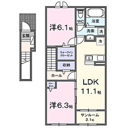 アヴニールやぶなみI 2LDKの間取図画像