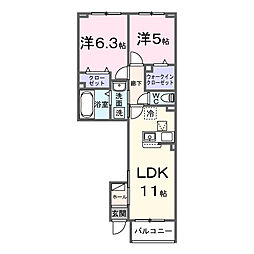 オルヴィエート 2LDKの間取図画像