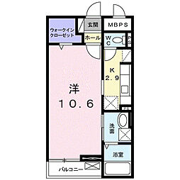 ラ・フロレゾン 1Kの間取図画像