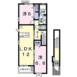 プラシード 2LDKの間取図画像