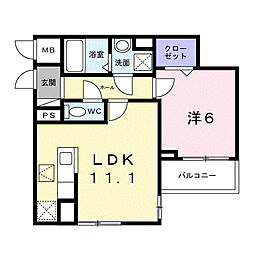 砂山南1丁目アパート(028694701) 1LDKの間取図画像