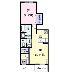 フィオーレ1 1LDKの間取図画像